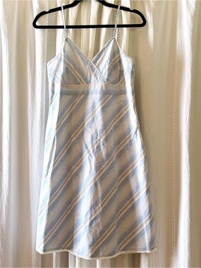 VINTAGE OLD NAVY Spaghetti Strap Baby Doll Striped Dress Sz 6 100% Cotton Y2K
